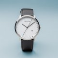 Silver &amp;amp; Black Quartz Watch with Date Collection Printemps-Eté Bering