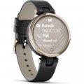 Smartwatch multisports pour femme en crème or et noir avec bracelet en cuir Collection Printemps-Eté Garmin